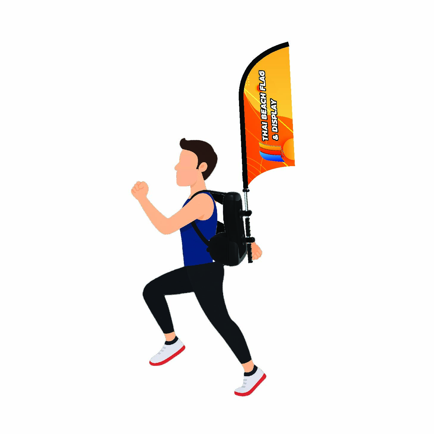Backpack flag, concave shape